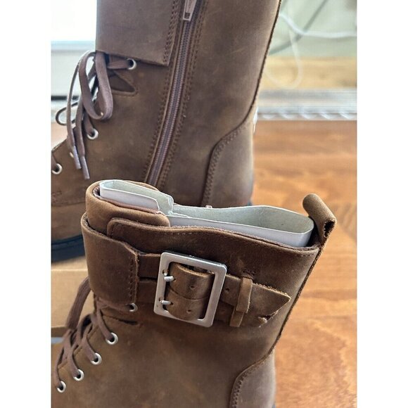 Clarks Orinoco 2 Lace Zip Leather Boots Womens Brown Snuff Leather NEW 6.5 W - Picture 4 of 8